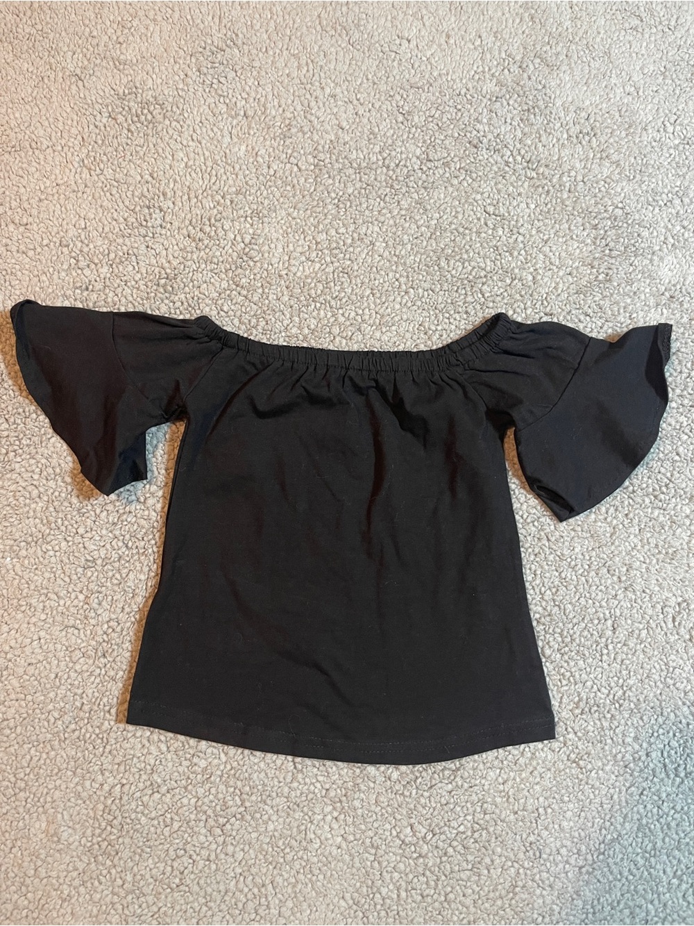 Girls Black Off Shoulder Flutter Sleeve Top 100% Cotton Size 100 / 3T